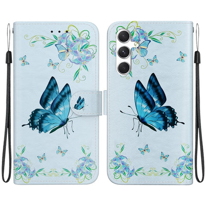 For Samsung Galaxy S25+ 5G Crystal Texture Colored Drawing Leather Phone Case(Blue Pansies) - Galaxy S25+ 5G Cases by PMC Jewellery | Online Shopping South Africa | PMC Jewellery | Buy Now Pay Later Mobicred