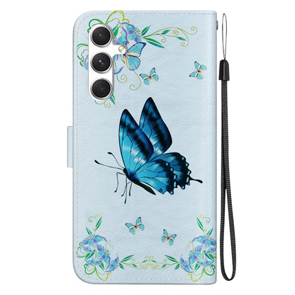 For Samsung Galaxy S25+ 5G Crystal Texture Colored Drawing Leather Phone Case(Blue Pansies) - Galaxy S25+ 5G Cases by PMC Jewellery | Online Shopping South Africa | PMC Jewellery | Buy Now Pay Later Mobicred