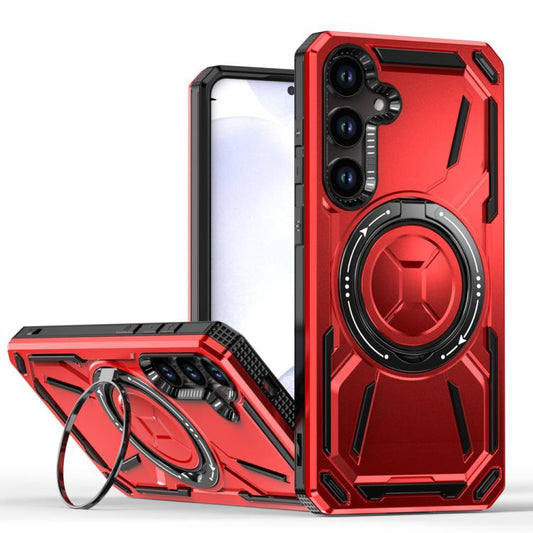 For Samsung Galaxy S25+ 5G Armor II Series MagSafe Magnetic Holder Phone Case(Red) - Galaxy S25+ 5G Cases by PMC Jewellery | Online Shopping South Africa | PMC Jewellery | Buy Now Pay Later Mobicred