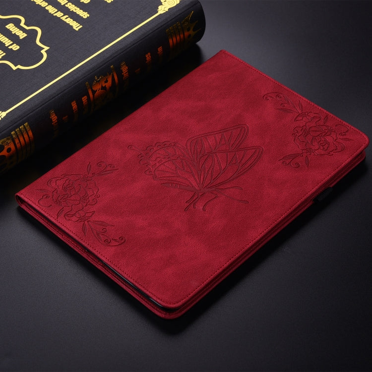 For itel Pad One 10.1 Butterfly Flower Embossed Leather Tablet Case(Red) - Others by PMC TechLife | Online Shopping South Africa | PMC TechLife | Buy Now Pay Later Mobicred