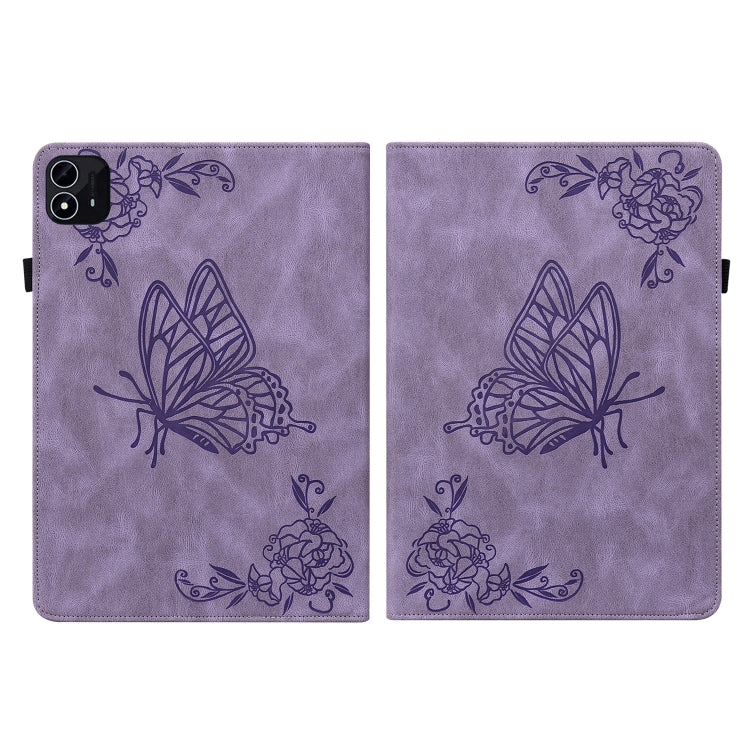 For itel Pad One 10.1 Butterfly Flower Embossed Leather Tablet Case(Purple) - Others by PMC TechLife | Online Shopping South Africa | PMC TechLife | Buy Now Pay Later Mobicred