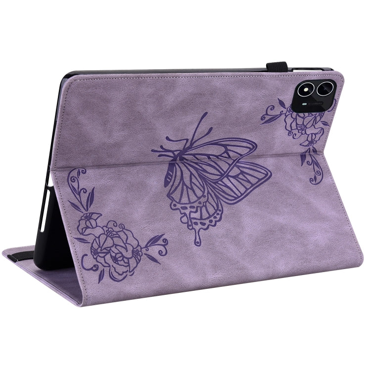 For itel Pad One 10.1 Butterfly Flower Embossed Leather Tablet Case(Purple) - Others by PMC TechLife | Online Shopping South Africa | PMC TechLife | Buy Now Pay Later Mobicred