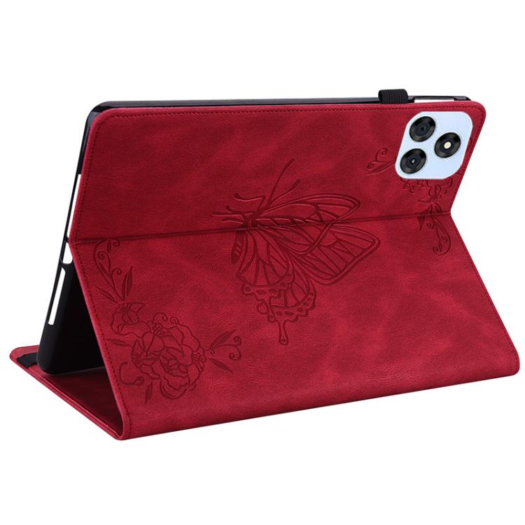 For itel VistaTab 30 Butterfly Flower Embossed Leather Tablet Case(Red) - Others by PMC TechLife | Online Shopping South Africa | PMC TechLife | Buy Now Pay Later Mobicred