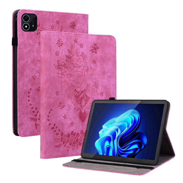 For itel Pad One 10.1 Butterfly Rose Embossed Leather Tablet Case(Rose Red) - Others by PMC TechLife | Online Shopping South Africa | PMC TechLife | Buy Now Pay Later Mobicred