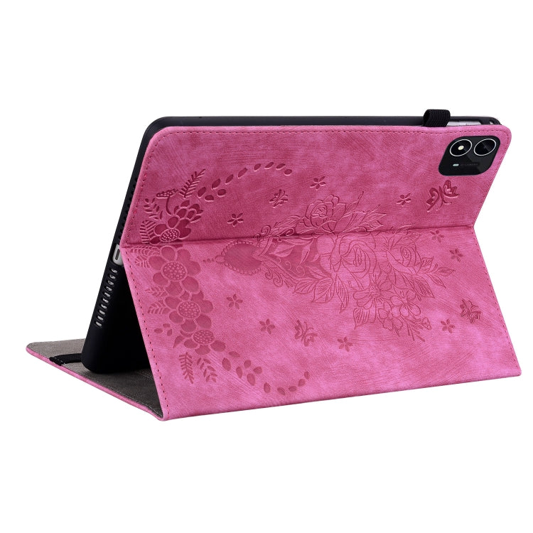 For itel Pad One 10.1 Butterfly Rose Embossed Leather Tablet Case(Rose Red) - Others by PMC TechLife | Online Shopping South Africa | PMC TechLife | Buy Now Pay Later Mobicred