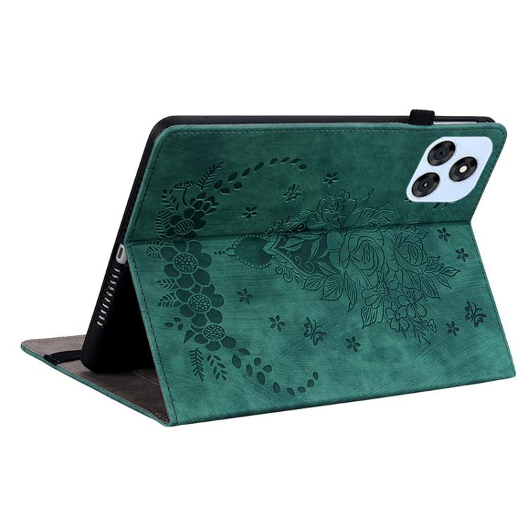 For itel VistaTab 30 Butterfly Rose Embossed Leather Tablet Case(Green) - Others by PMC TechLife | Online Shopping South Africa | PMC TechLife | Buy Now Pay Later Mobicred