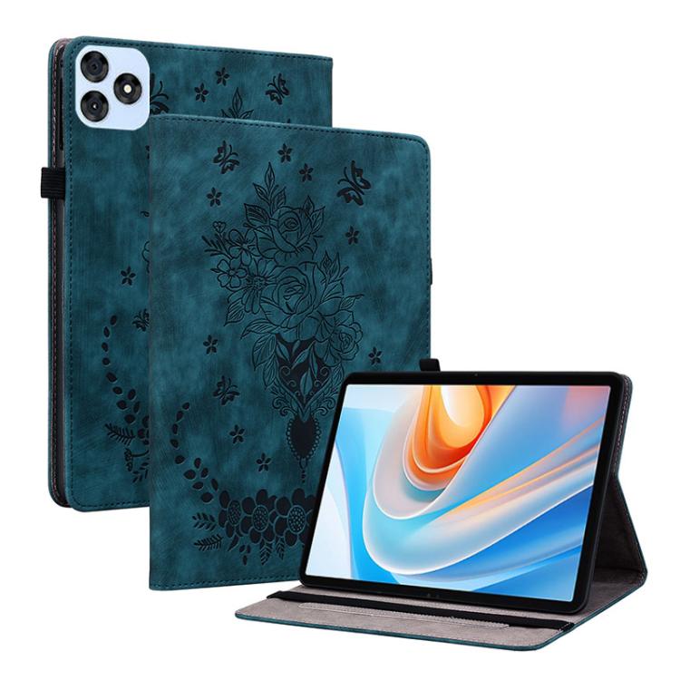 For itel VistaTab 30 Butterfly Rose Embossed Leather Tablet Case(Dark Blue) - free shipping - PMC TechLife - Order now!