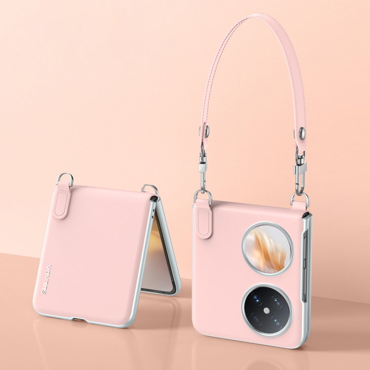 For Huawei Pocket 2 SULADA Skin Feel Liquid Leather Phone Case with Strap(Pink) - free shipping - PMC TechLife - Order now!