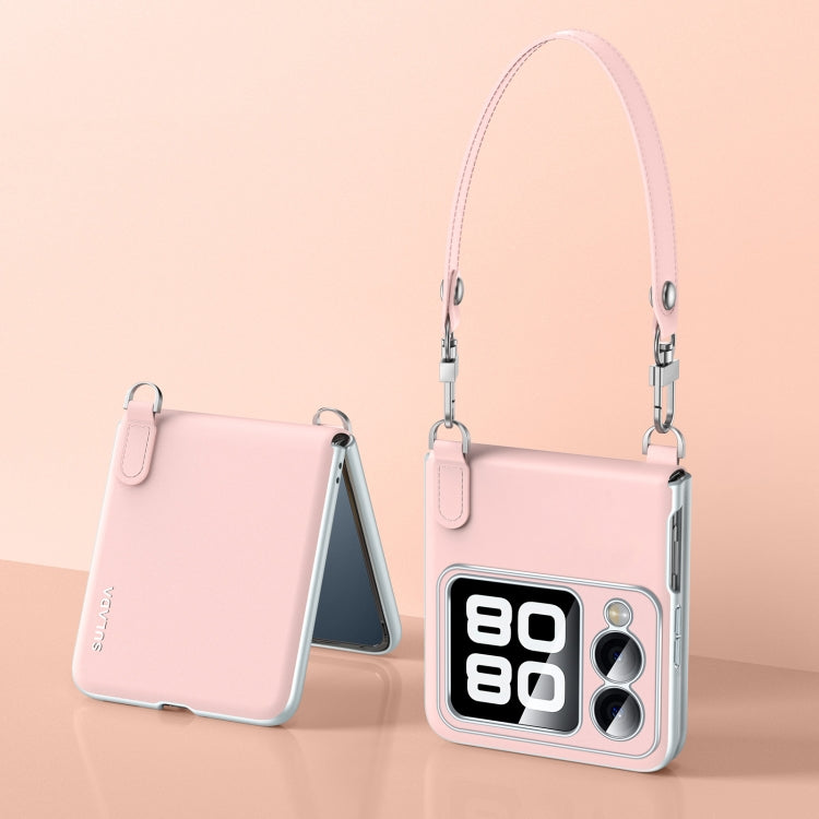 For Huawei nova Flip SULADA Skin Feel Liquid Leather Phone Case with Strap(Pink) - free shipping - PMC TechLife - Order now!