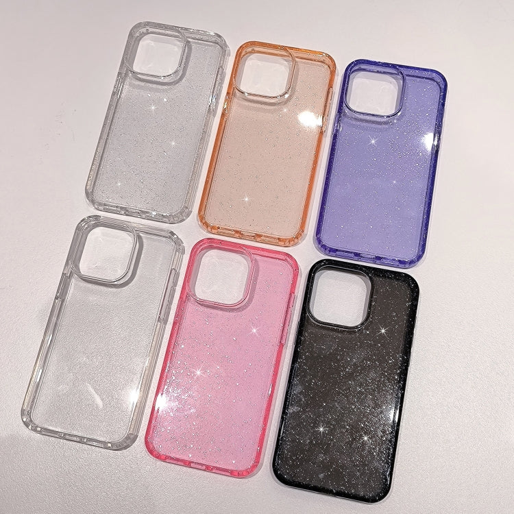 For iPhone 16 Glitter Powder TPU Hybrid PC Phone Case(Orange) - iPhone 16 Cases by PMC TechLife | Online Shopping South Africa | PMC TechLife | Buy Now Pay Later Mobicred