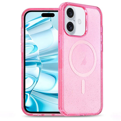 For iPhone 16 Glitter Powder TPU Hybrid PC MagSafe Phone Case(Pink) - iPhone 16 Cases by PMC Jewellery | Online Shopping South Africa | PMC Jewellery | Buy Now Pay Later Mobicred