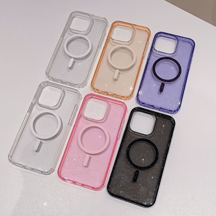 For iPhone 16 Glitter Powder TPU Hybrid PC MagSafe Phone Case(Transparent) - iPhone 16 Cases by PMC TechLife | Online Shopping South Africa | PMC TechLife | Buy Now Pay Later Mobicred