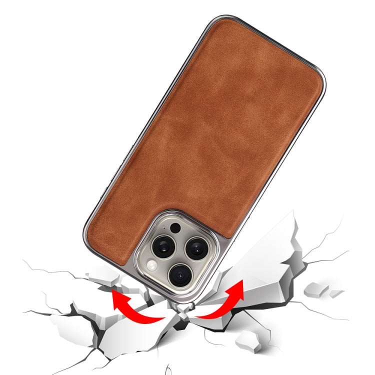 For iPhone 16 Plus Electroplated Side PU Hybrid TPU MagSafe Phone Case(Brown) - iPhone 16 Plus Cases by PMC TechLife | Online Shopping South Africa | PMC TechLife | Buy Now Pay Later Mobicred