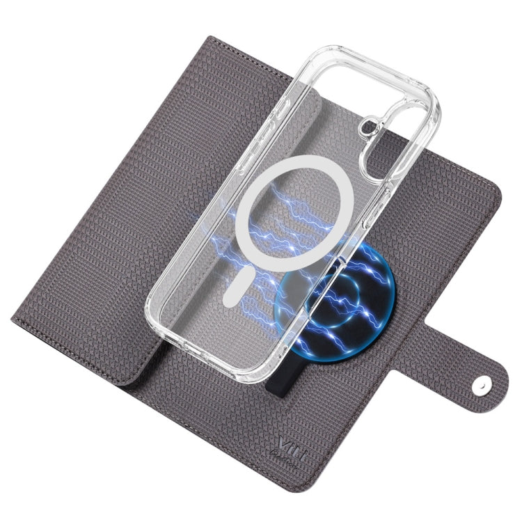 For iPhone 16 Plus ViLi GHA-C Series RFID MagSafe Magnetic Flip Leather Phone Case(Grey) - free shipping - PMC TechLife - Order now!