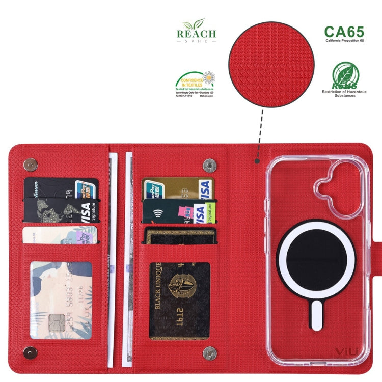 For iPhone 16 Plus ViLi GHA-C Series RFID MagSafe Magnetic Flip Leather Phone Case(Red) - iPhone 16 Plus Cases by ViLi | Online Shopping South Africa | PMC TechLife | Buy Now Pay Later Mobicred