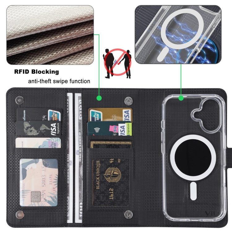 For iPhone 15 ViLi GHA-C Series RFID MagSafe Magnetic Flip Leather Phone Case(Black) - free shipping - PMC Jewellery - Order now!