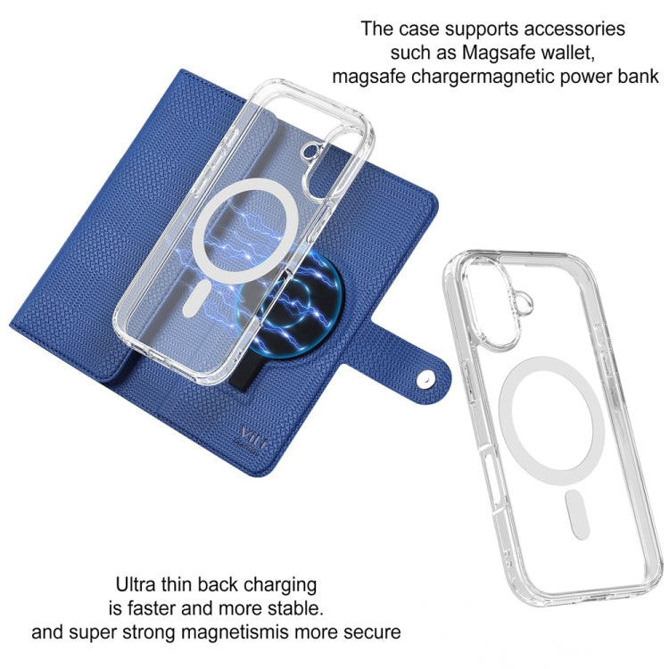 For iPhone 15 ViLi GHA-C Series RFID MagSafe Magnetic Flip Leather Phone Case(Blue) - free shipping - PMC Jewellery - Order now!