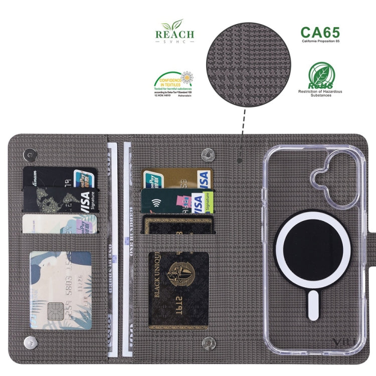 For iPhone 15 Pro ViLi GHA-C Series RFID MagSafe Magnetic Flip Leather Phone Case(Grey) - free shipping - PMC Jewellery - Order now!
