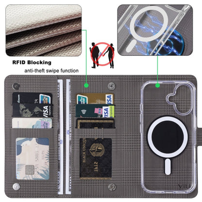 For iPhone 14 ViLi GHA-C Series RFID MagSafe Magnetic Flip Leather Phone Case(Grey) - iPhone 14 Cases by ViLi | Online Shopping South Africa | PMC Jewellery | Buy Now Pay Later Mobicred