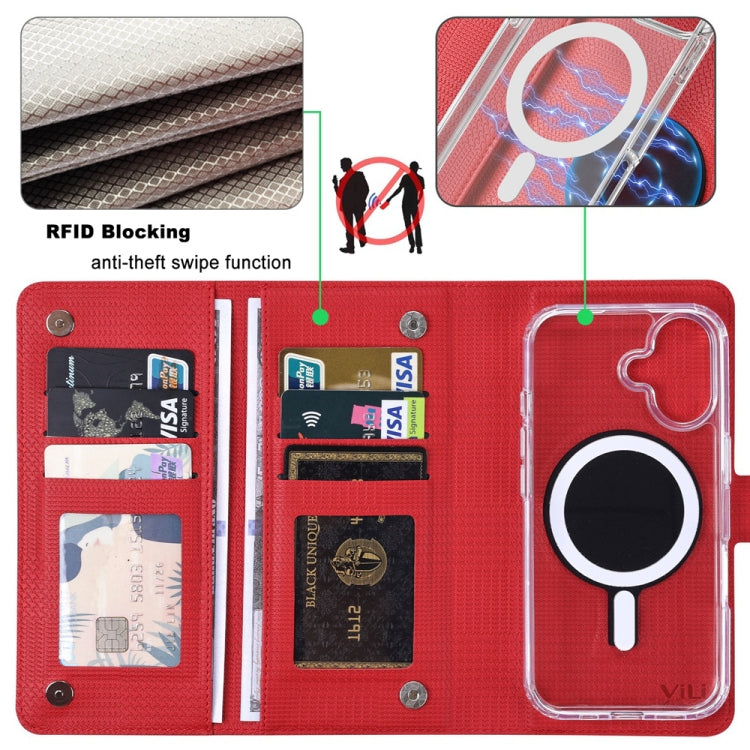 For iPhone 14 Plus ViLi GHA-C Series RFID MagSafe Magnetic Flip Leather Phone Case(Red) - iPhone 14 Plus Cases by ViLi | Online Shopping South Africa | PMC Jewellery | Buy Now Pay Later Mobicred