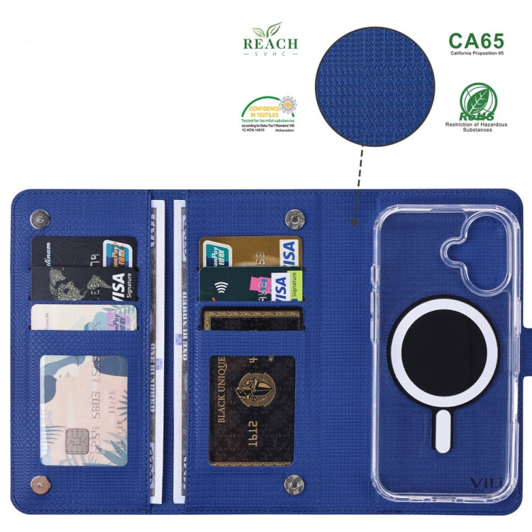For iPhone 14 Pro Max ViLi GHA-C Series RFID MagSafe Magnetic Flip Leather Phone Case(Blue) - free shipping - PMC Jewellery - Order now!
