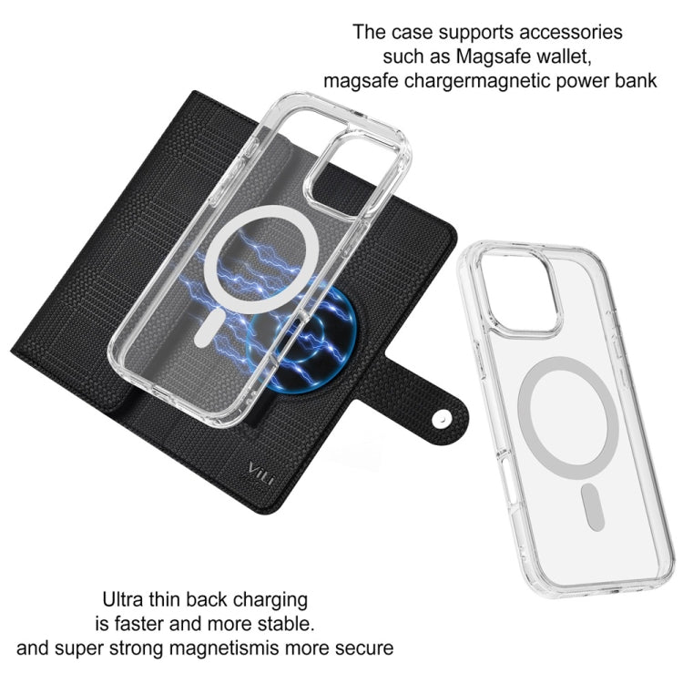 For iPhone 16 ViLi GHB-C Series RFID MagSafe Magnetic Flip Leather Phone Case(Black) - iPhone 16 Cases by ViLi | Online Shopping South Africa | PMC TechLife | Buy Now Pay Later Mobicred