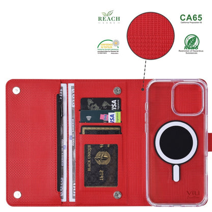 For iPhone 16 ViLi GHB-C Series RFID MagSafe Magnetic Flip Leather Phone Case(Red) - iPhone 16 Cases by ViLi | Online Shopping South Africa | PMC Jewellery | Buy Now Pay Later Mobicred