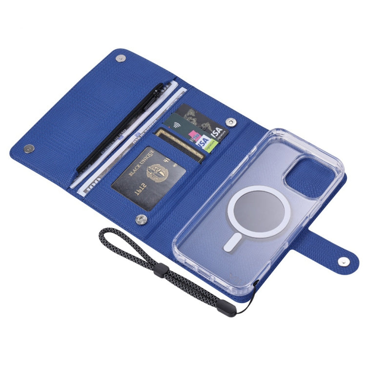 For iPhone 16 ViLi GHB-C Series RFID MagSafe Magnetic Flip Leather Phone Case(Blue) - iPhone 16 Cases by ViLi | Online Shopping South Africa | PMC TechLife | Buy Now Pay Later Mobicred
