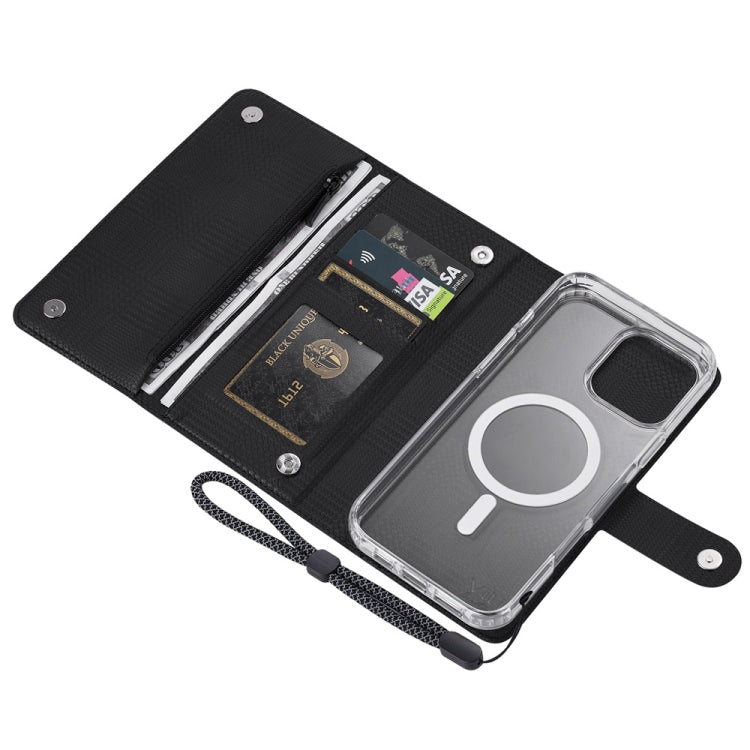 For iPhone 16 Plus ViLi GHB-C Series RFID MagSafe Magnetic Flip Leather Phone Case(Black) - iPhone 16 Plus Cases by ViLi | Online Shopping South Africa | PMC TechLife | Buy Now Pay Later Mobicred