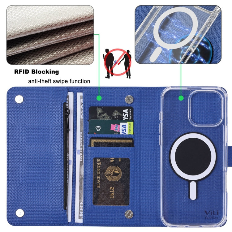 For iPhone 16 Pro ViLi GHB-C Series RFID MagSafe Magnetic Flip Leather Phone Case(Blue) - iPhone 16 Pro Cases by ViLi | Online Shopping South Africa | PMC Jewellery | Buy Now Pay Later Mobicred