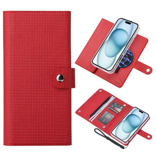 For iPhone 15 Plus ViLi GHB-C Series RFID MagSafe Magnetic Flip Leather Phone Case(Red) - iPhone 15 Plus Cases by ViLi | Online Shopping South Africa | PMC Jewellery | Buy Now Pay Later Mobicred