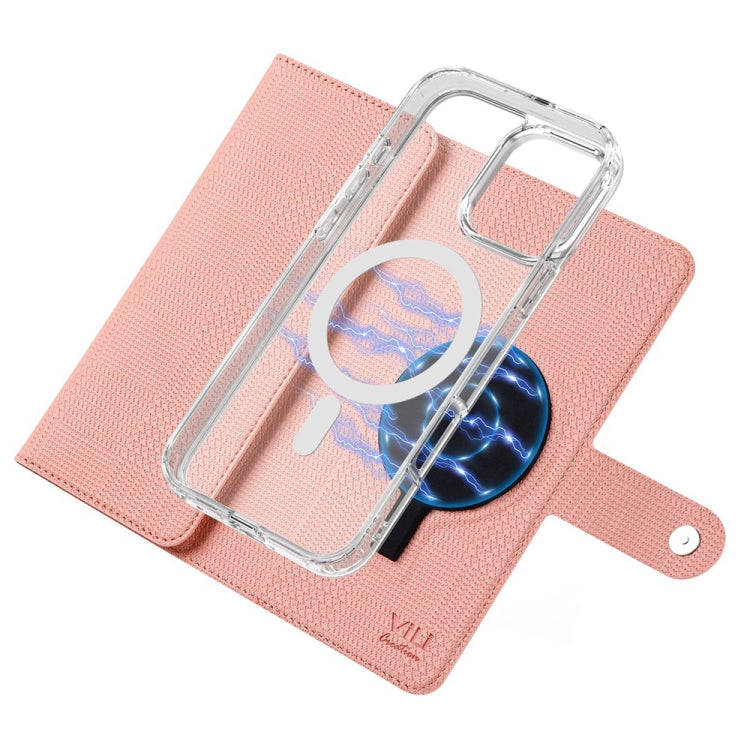 For iPhone 14 ViLi GHB-C Series RFID MagSafe Magnetic Flip Leather Phone Case(Pink) - iPhone 14 Cases by ViLi | Online Shopping South Africa | PMC Jewellery | Buy Now Pay Later Mobicred