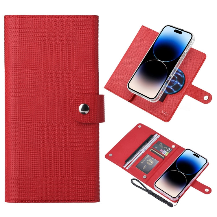 For iPhone 14 Pro Max ViLi GHB-C Series RFID MagSafe Magnetic Flip Leather Phone Case(Red) - iPhone 14 Pro Max Cases by ViLi | Online Shopping South Africa | PMC Jewellery | Buy Now Pay Later Mobicred