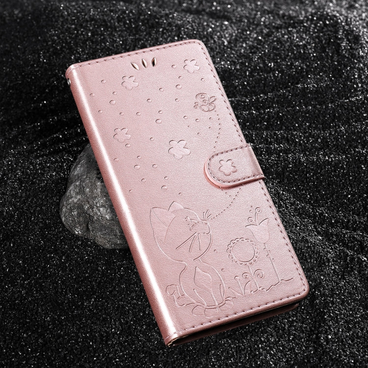 For Samsung Galaxy S25 Ultra 5G Cat and Bee Embossed Flip Leather Phone Case(Rose Gold) - Galaxy S25 Ultra 5G Cases by PMC Jewellery | Online Shopping South Africa | PMC Jewellery | Buy Now Pay Later Mobicred