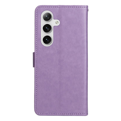 For Samsung Galaxy S25 / S24 5G Cat and Bee Embossed Flip Leather Phone Case(Purple) - Galaxy S25 5G Cases by PMC Jewellery | Online Shopping South Africa | PMC Jewellery | Buy Now Pay Later Mobicred