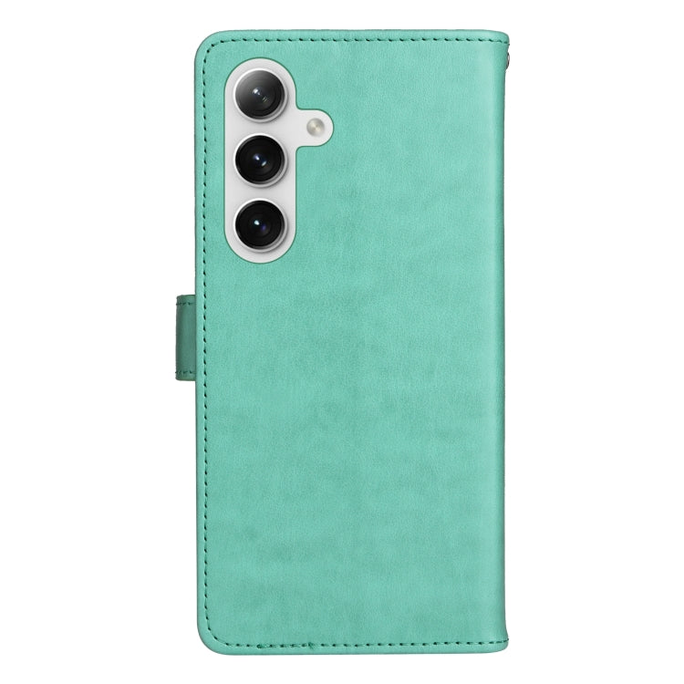 For Samsung Galaxy S25+ / S24+ 5G Cat and Bee Embossed Flip Leather Phone Case(Green) - Galaxy S25+ 5G Cases by PMC Jewellery | Online Shopping South Africa | PMC Jewellery | Buy Now Pay Later Mobicred