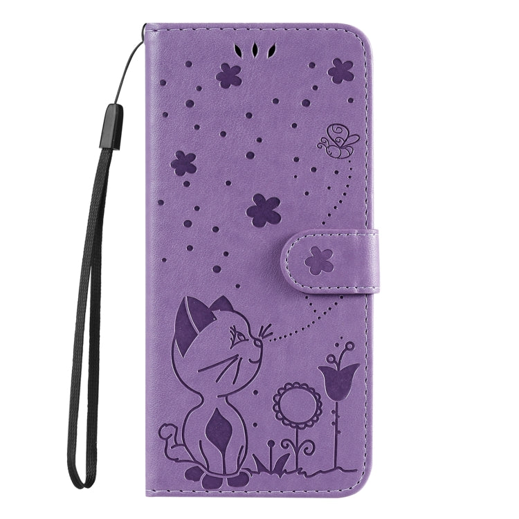 For Samsung Galaxy S25+ / S24+ 5G Cat and Bee Embossed Flip Leather Phone Case(Purple) - Galaxy S25+ 5G Cases by PMC Jewellery | Online Shopping South Africa | PMC Jewellery | Buy Now Pay Later Mobicred