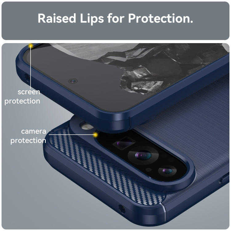 For Google Pixel 9 Pro XL Carbon Fiber Brushed Texture TPU Phone Case(Blue) - Google Cases by PMC TechLife | Online Shopping South Africa | PMC TechLife | Buy Now Pay Later Mobicred