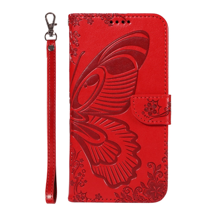 For Samsung Galaxy S25 / S24 5G Swallowtail Butterfly Embossed Leather Phone Case(Red) - Galaxy S25 5G Cases by PMC Jewellery | Online Shopping South Africa | PMC Jewellery | Buy Now Pay Later Mobicred