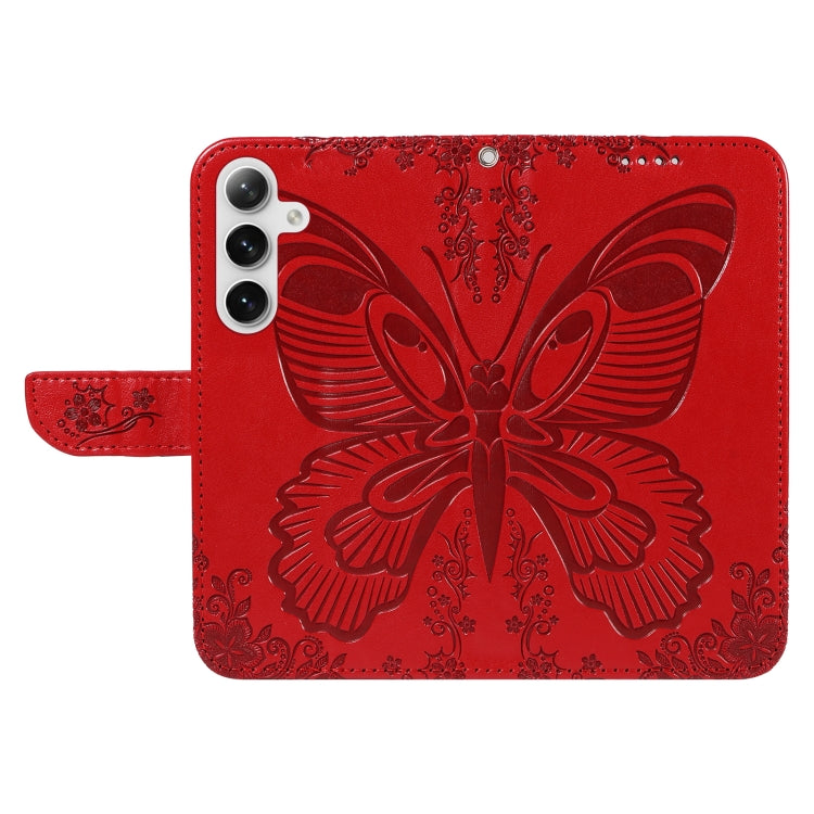 For Samsung Galaxy S25 / S24 5G Swallowtail Butterfly Embossed Leather Phone Case(Red) - Galaxy S25 5G Cases by PMC Jewellery | Online Shopping South Africa | PMC Jewellery | Buy Now Pay Later Mobicred