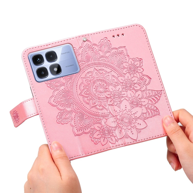 For Redmi K70 Ultra Seven-petal Flowers Embossing Leather Phone Case(Rose Gold) - Xiaomi Cases by PMC Jewellery | Online Shopping South Africa | PMC Jewellery | Buy Now Pay Later Mobicred