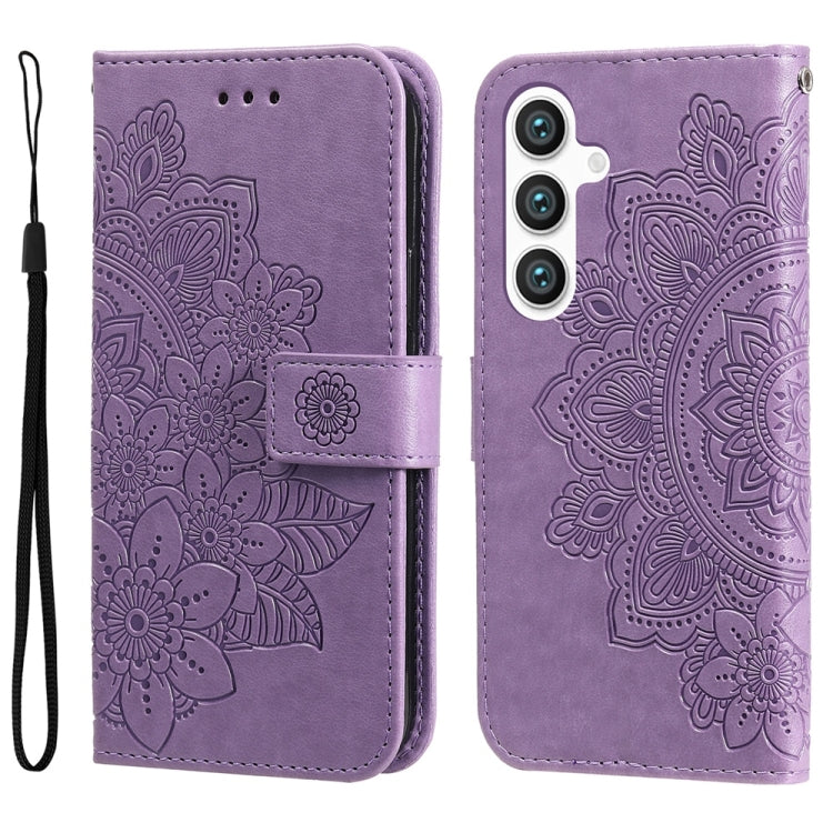 For Samsung Galaxy S25+ 5G Seven-petal Flowers Embossing Leather Phone Case(Light Purple) - Galaxy S25+ 5G Cases by PMC Jewellery | Online Shopping South Africa | PMC Jewellery | Buy Now Pay Later Mobicred