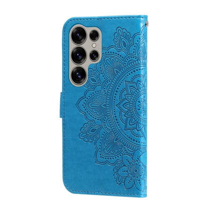 For Samsung Galaxy S25 Ultra 5G Seven-petal Flowers Embossing Leather Phone Case(Blue) - Galaxy S25 Ultra 5G Cases by PMC Jewellery | Online Shopping South Africa | PMC Jewellery | Buy Now Pay Later Mobicred