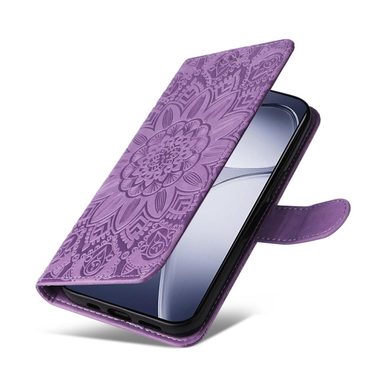 For Redmi K70 Ultra Embossed Sunflower Leather Phone Case(Purple) - Xiaomi Cases by PMC Jewellery | Online Shopping South Africa | PMC Jewellery | Buy Now Pay Later Mobicred