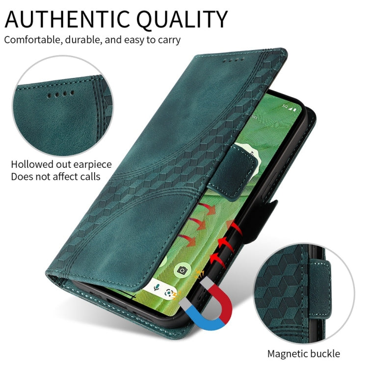 For Samsung Galaxy S25 5G Embossed Rhombus Starry Leather Phone Case(Green) - Galaxy S25 5G Cases by PMC Jewellery | Online Shopping South Africa | PMC Jewellery | Buy Now Pay Later Mobicred