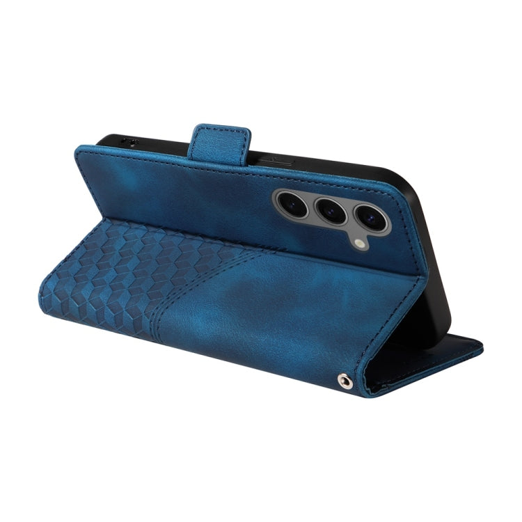 For Samsung Galaxy S25+ 5G Embossed Rhombus Starry Leather Phone Case(Blue) - Galaxy S25+ 5G Cases by PMC TechLife | Online Shopping South Africa | PMC TechLife | Buy Now Pay Later Mobicred