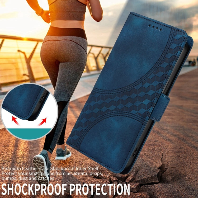For Samsung Galaxy S25+ 5G Embossed Rhombus Starry Leather Phone Case(Blue) - Galaxy S25+ 5G Cases by PMC TechLife | Online Shopping South Africa | PMC TechLife | Buy Now Pay Later Mobicred