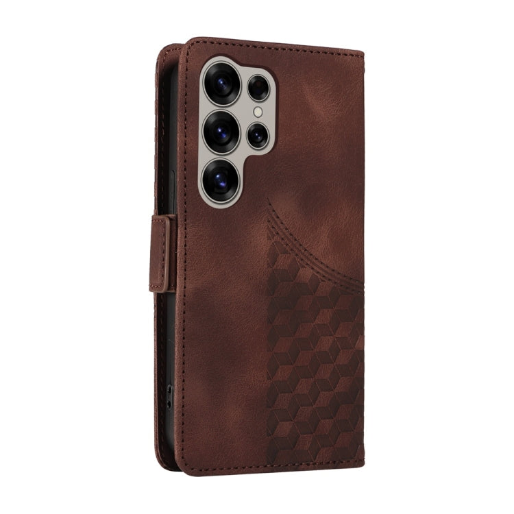 For Samsung Galaxy S25 Ultra 5G Embossed Rhombus Starry Leather Phone Case(Brown) - Galaxy S25 Ultra 5G Cases by PMC Jewellery | Online Shopping South Africa | PMC Jewellery | Buy Now Pay Later Mobicred