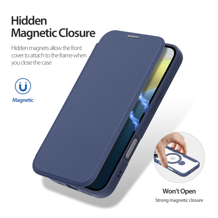 For iPhone 16 DUX DUCIS Skin X Pro Series MagSafe Ring Holder Leather Phone Case(Blue) - iPhone 16 Cases by DUX DUCIS | Online Shopping South Africa | PMC Jewellery | Buy Now Pay Later Mobicred