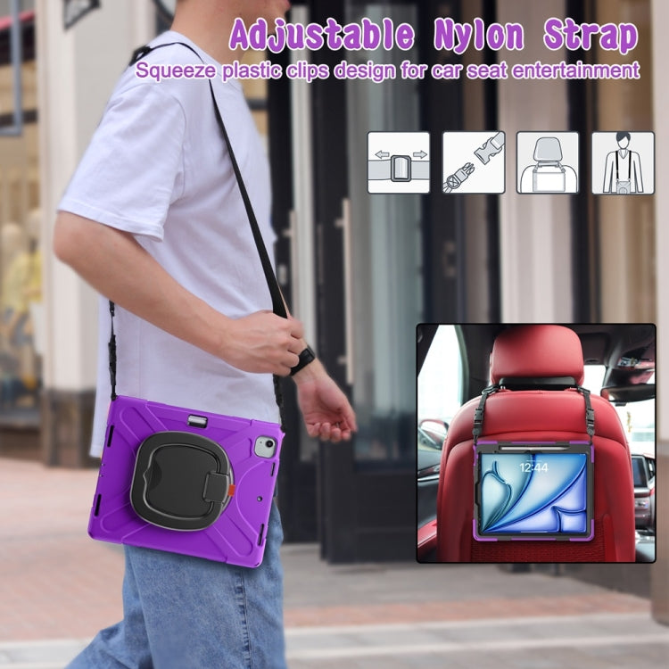 For iPad Air 13 2024 Silicone Hybrid PC Tablet Case with Holder & Shoulder Strap(Purple) - iPad Air 13 2024 Cases by PMC Jewellery | Online Shopping South Africa | PMC Jewellery | Buy Now Pay Later Mobicred